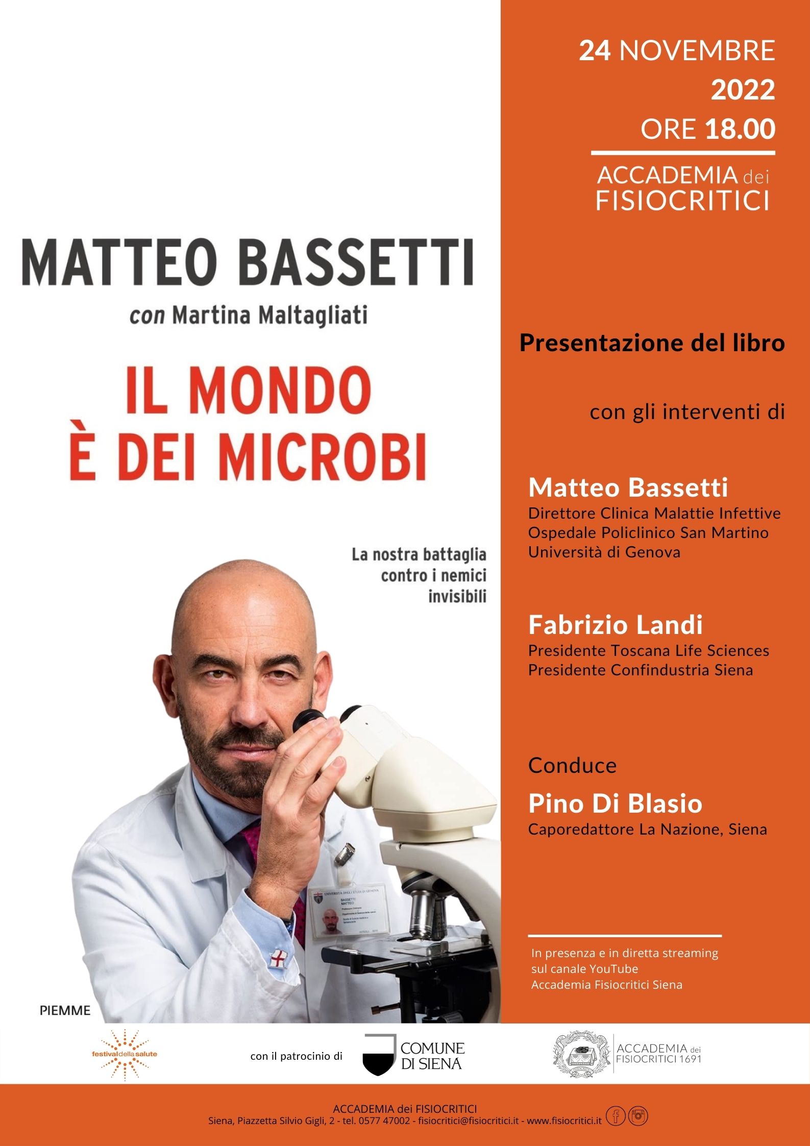2022.11.24 libro Il mondo è dei microbi Festival della salute